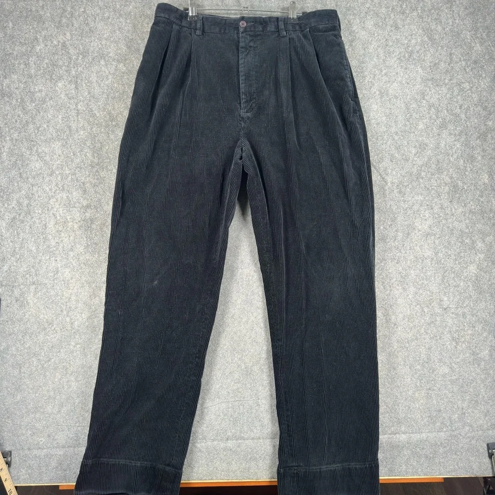 Polo Ralph Lauren Pleated Corduroy Pants Mens 34x30 (Tag 36x30) Black